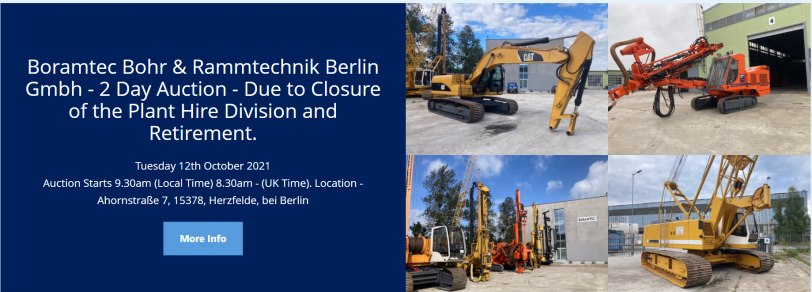 Licitatie Malcolm Harrison Auctions si CA Global Partners pentru vanzarea echipamentelor Boramtec Bohr & Rammtechnik GmbH
